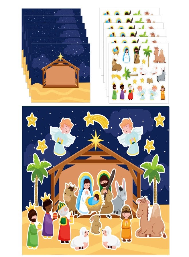 FLYAB Nativity Stickers 12 Sets Make a Nativity Scene Stickers Christian Sticker for Kids Religious Party Games Activities for Christmas Vacation Bible School Classroom Party Supplies - Image 1